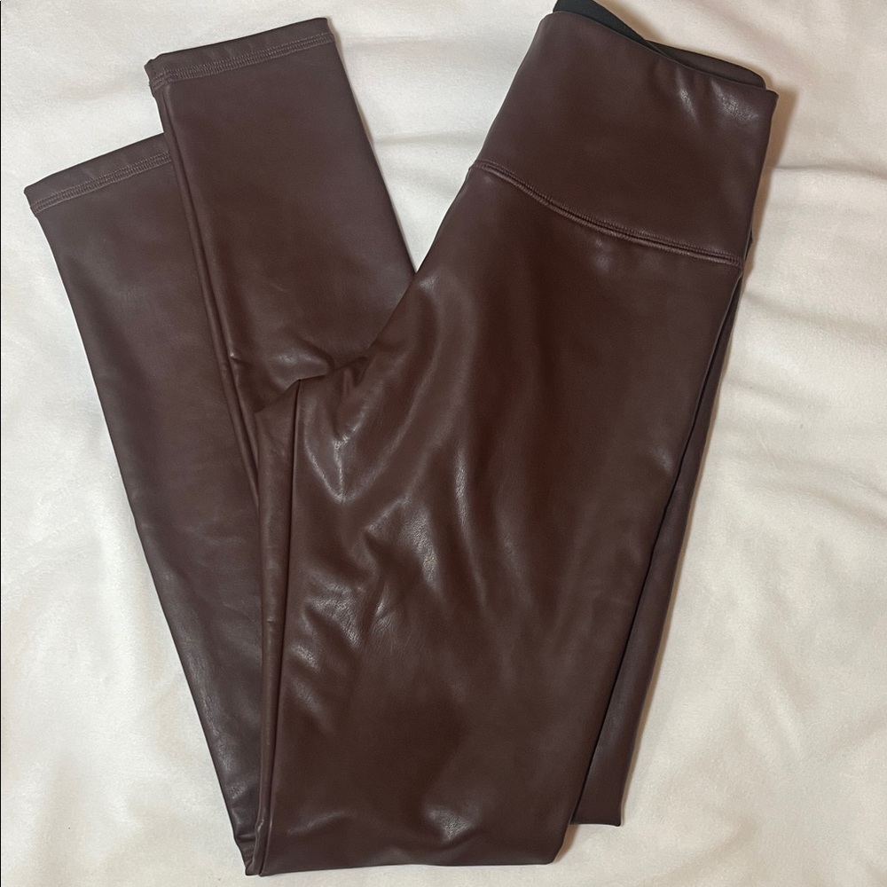 Hollister Brown Mocha Faux Leather High Rise Leggings Pants Size Small